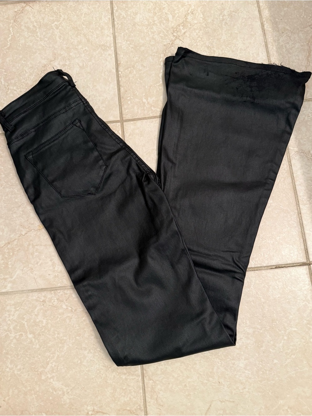 Edikted Luna Faux Leather Flare Jeans